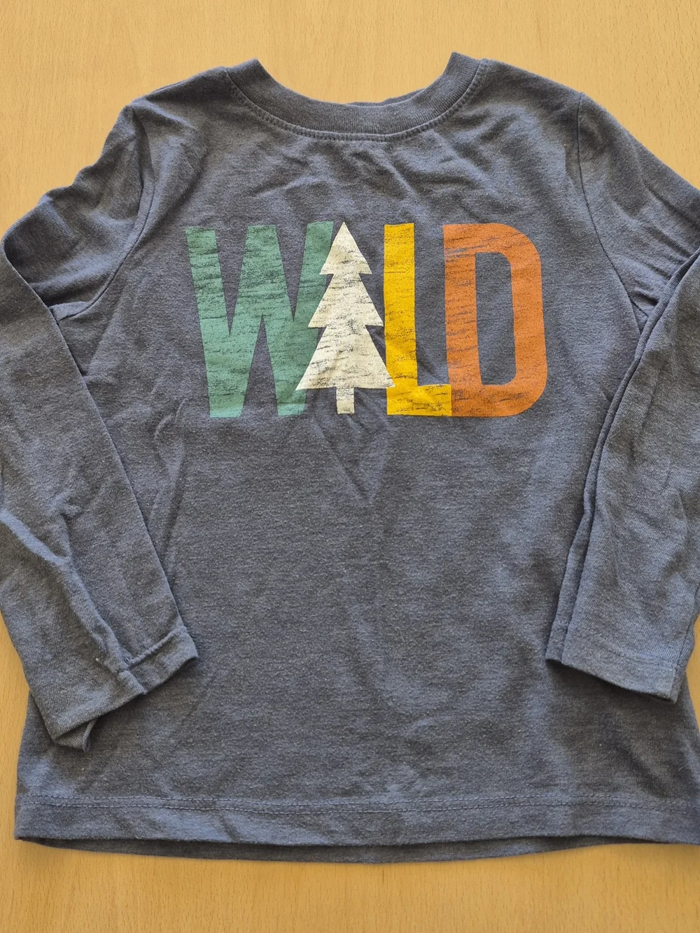 Old Navy Blue Long-Sleeve Tee with 'WILD' Tree Graphic